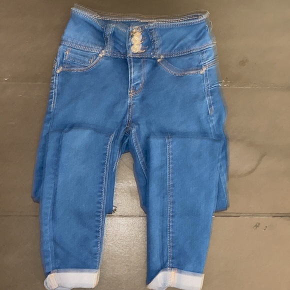 Forever 21 Los Angeles Size 24 3-Button Tap Stretch Denim Ankle Cropped Jeans - Picture 4 of 11